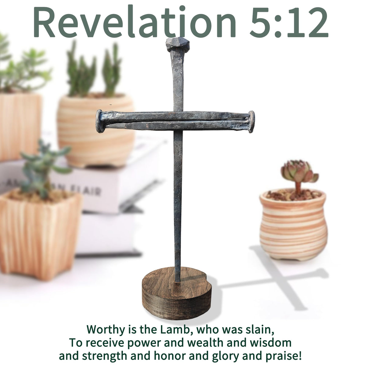 LeMeeOly cross displayed on a bedside table or shelf.