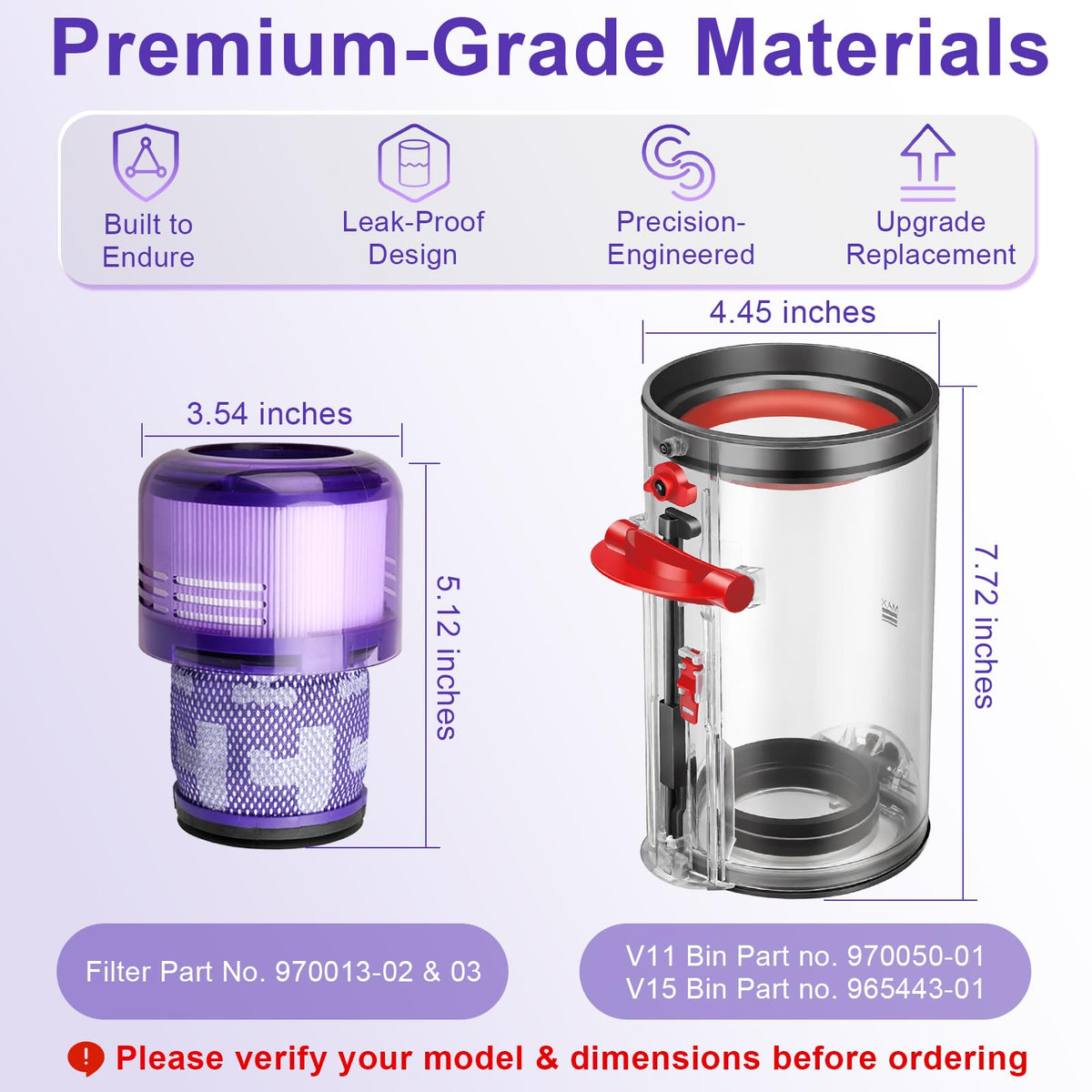 Lemige airtight seal gasket for Dyson ensures no dust leakage during disposal.