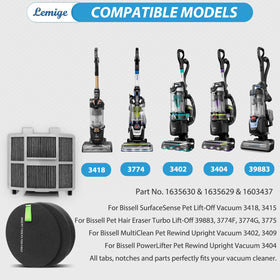 Lemige Bissell 3418 HEPA filter traps fine particles for a fresher home