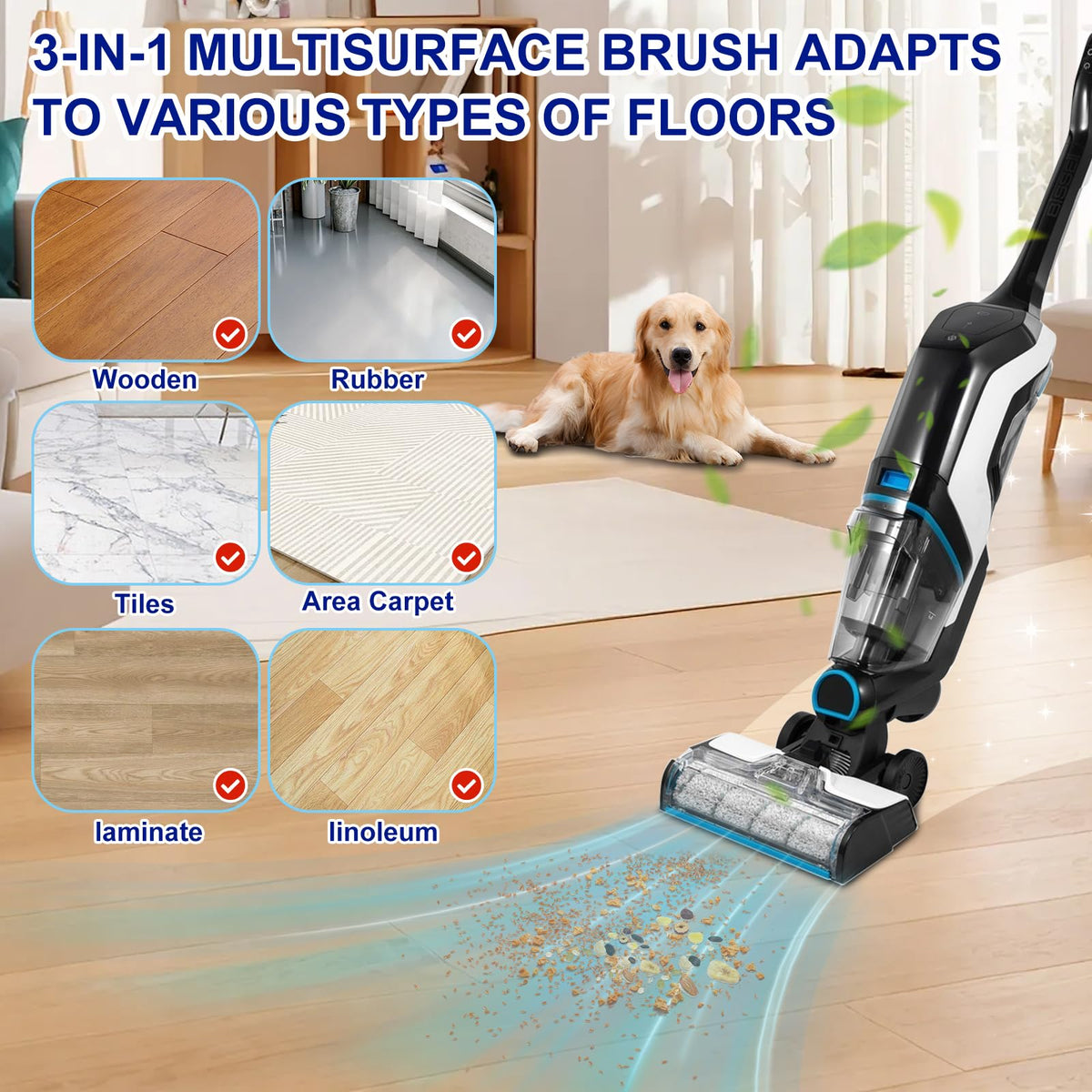Lemige brush-roll detail emphasizing durable microfiber and nylon fibers.