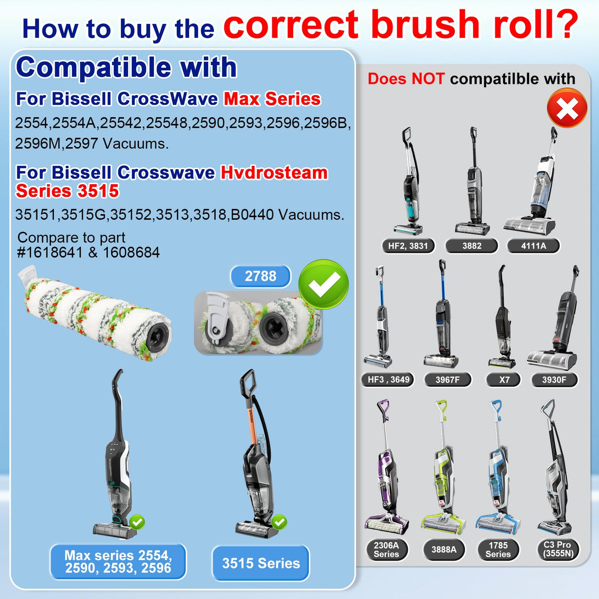 Close-up of Lemige CrossWave brush rolls removing pet hair