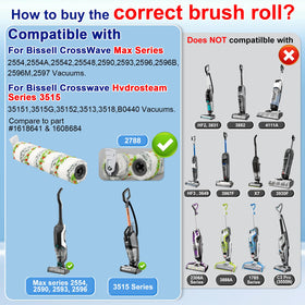 Close-up of Lemige CrossWave brush rolls removing pet hair