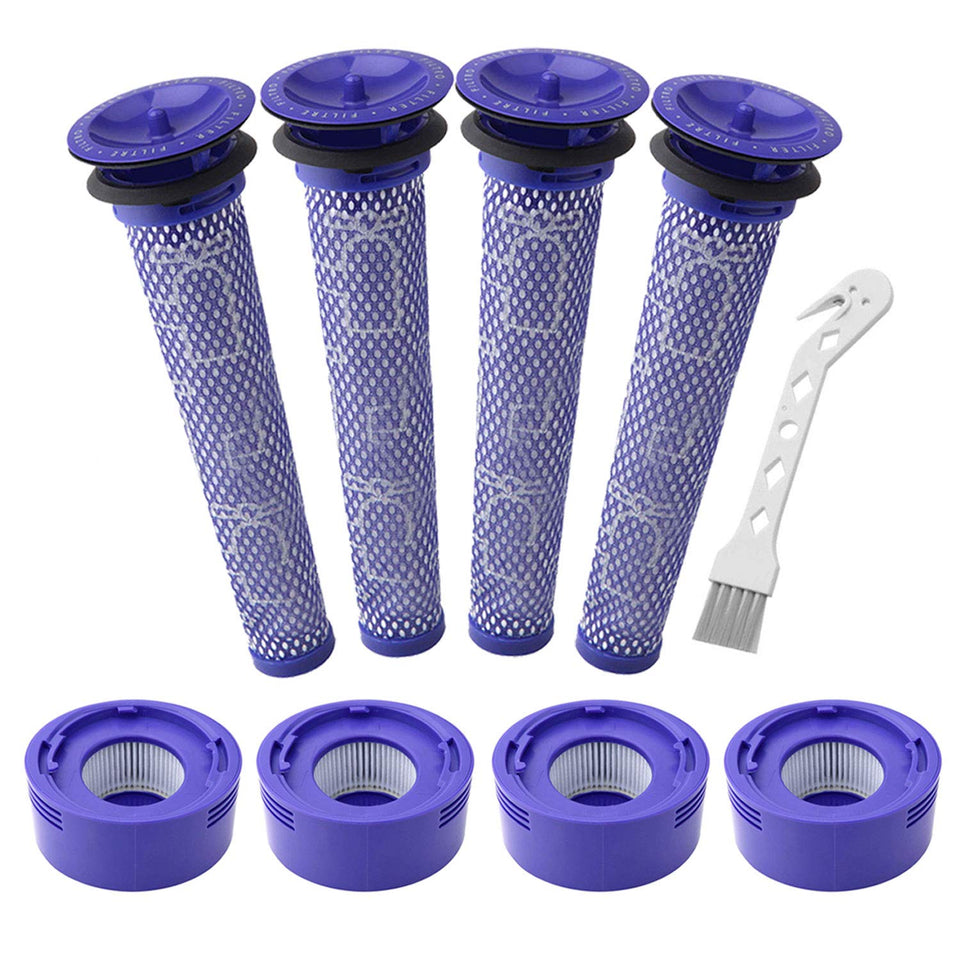 Lemige pre-filter for Dyson V7 V8 4-pack shows clean air path for extended vacuum life.