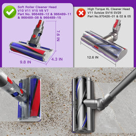 Lemige soft roller cleaner head for Dyson V8, smooth cleaning on hard floors.