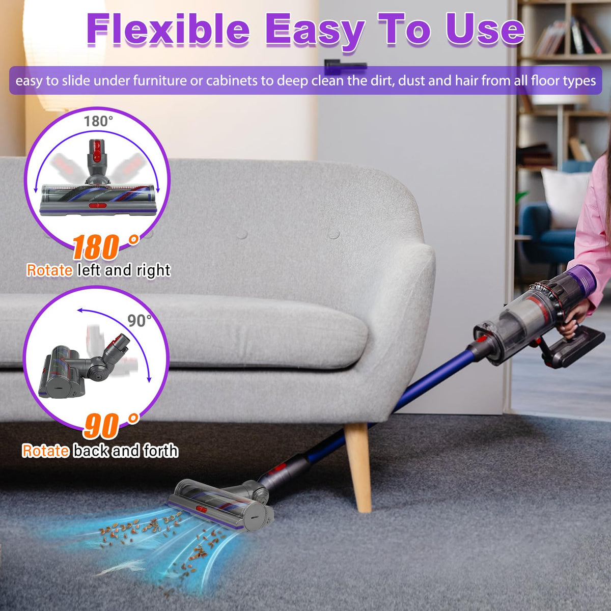 Lemige Upgrade V11 head 180-degree rotation demonstrates easy maneuvering