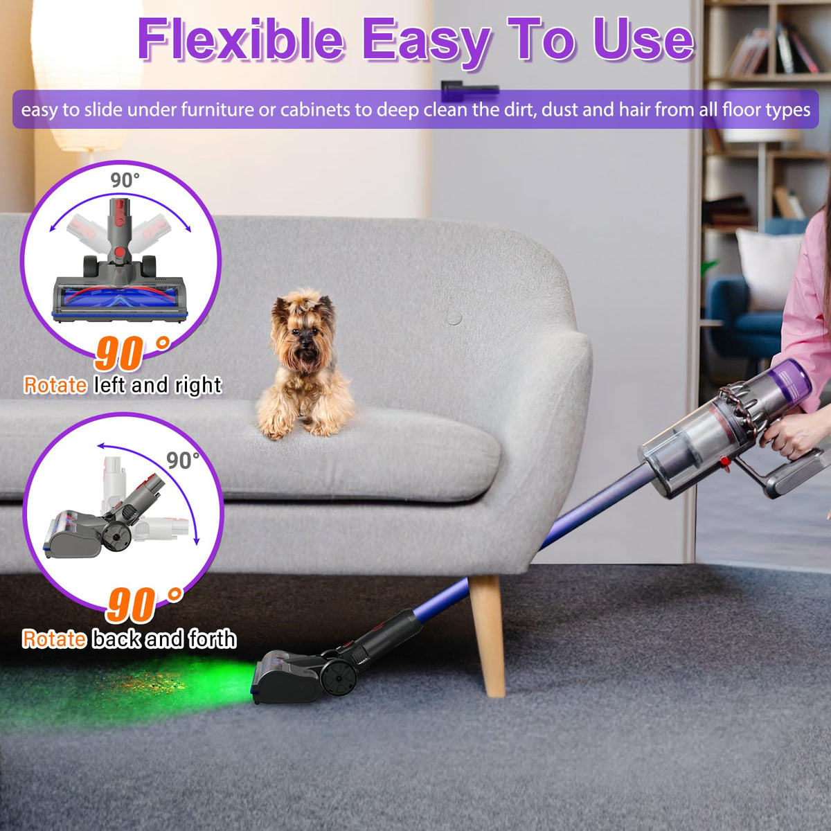 Lemige carpet brush roller lifting embedded dirt and pet hair on carpets
