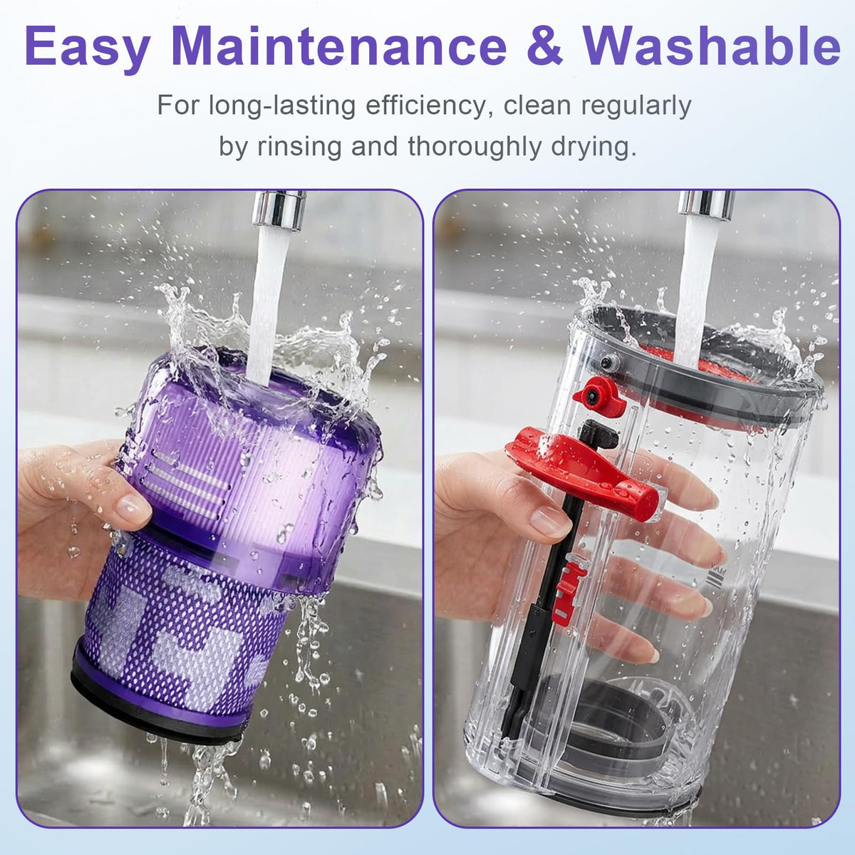 Lemige washable filter for Dyson V11/V15 can be rinsed and reused.