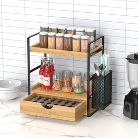 LEMIKKLE versatile counter organizer for kitchen, bathroom, and vanity.