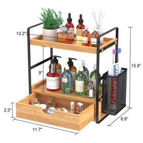 LEMIKKLE wood countertop organizer showcases durable build for daily use.