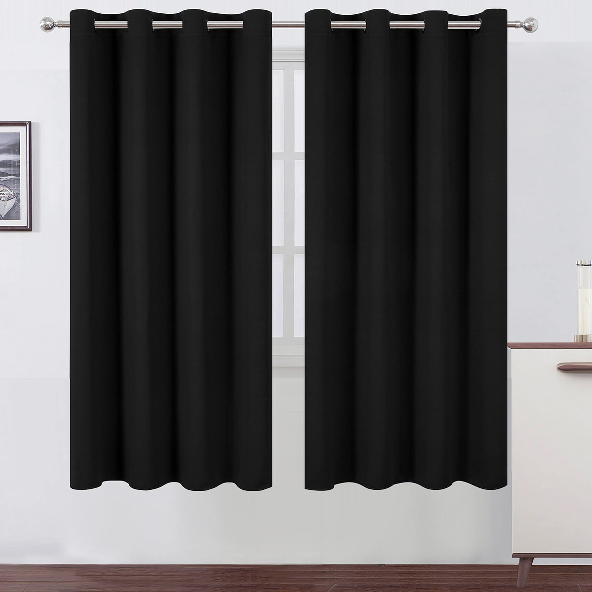 LEMOMO blackout curtains closeup fabric texture demonstrates smooth light control.