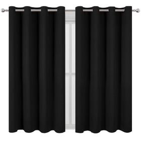 LEMOMO blackout curtains 63-inch length frame a tall window for deeper shade.