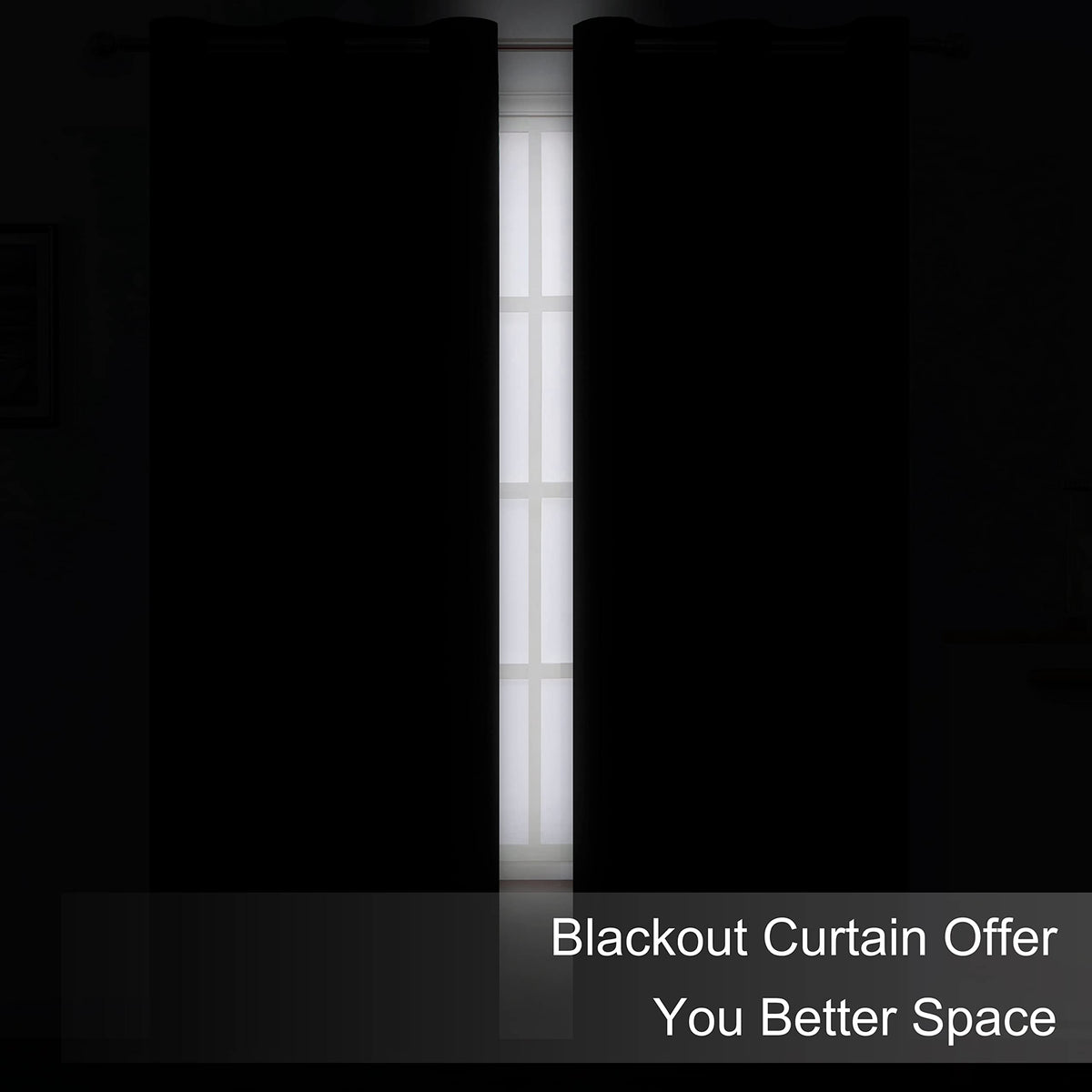 LEMOMO blackout curtains with eight silver grommets for easy mounting