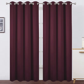 LEMOMO burgundy red thermal curtain fabric closeup highlighting smooth texture and light control