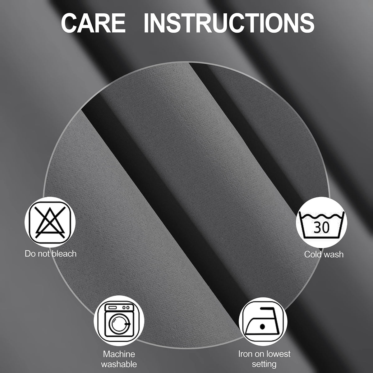 LEMOMO grey blackout curtains highlight thermal insulation concept diagram for energy awareness.