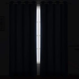 LEMOMO blackout curtains with 8 silver grommets for easy hanging