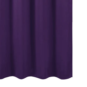 LEMOMO purple blackout curtains care and washable label visible for easy maintenance.