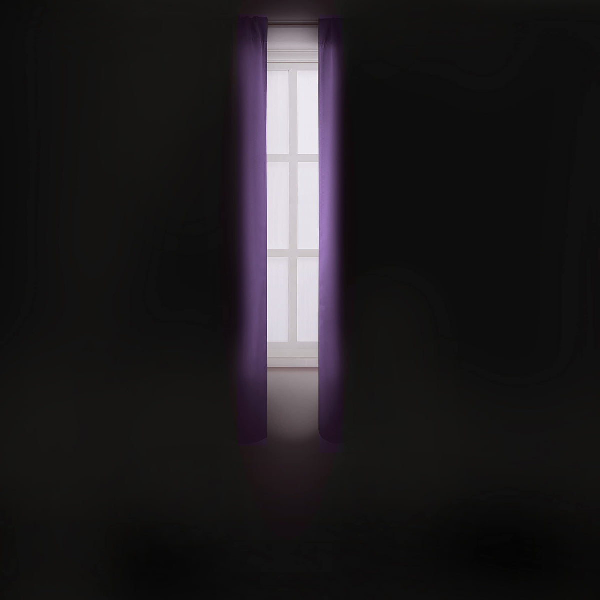 LEMOMO purple blackout curtains fabric close-up emphasizing smooth texture.