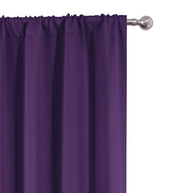 LEMOMO purple blackout curtains privacy and light blocking in evening.