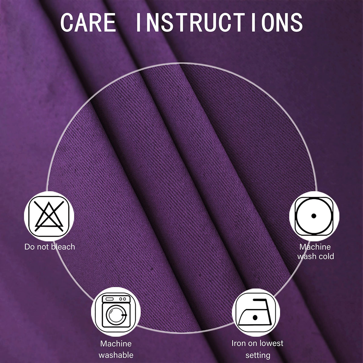 LEMOMO purple blackout curtains rod pocket section for easy hanging.
