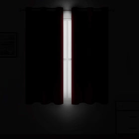 LEMOMO red curtains with 8 silver grommets for easy hanging