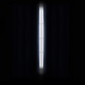 LEMOMO 52x84 curtain panel draped to illustrate room darkening and privacy.