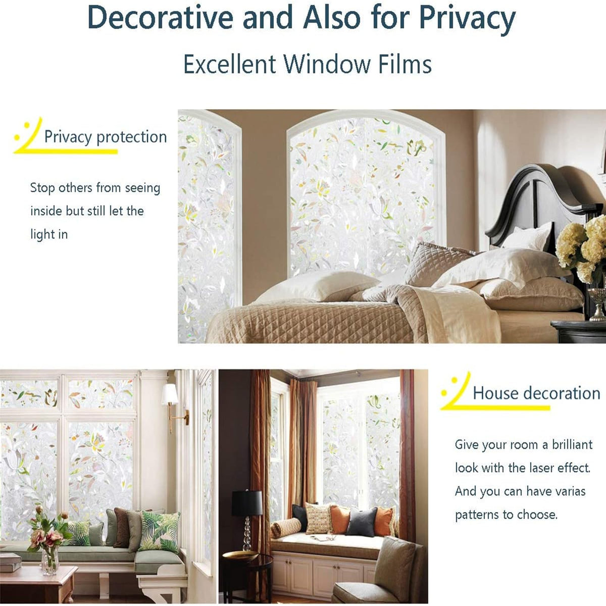 LEMON CLOUD Static cling window film installs without glue for easy reuse.