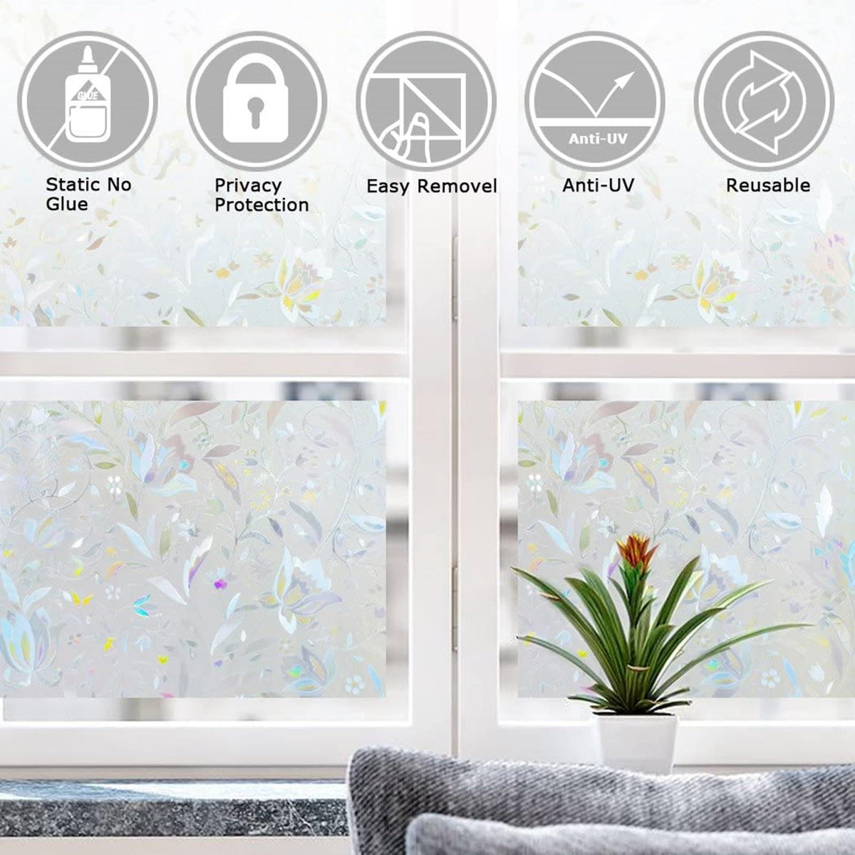 LEMON CLOUD UV-blocking film reduces glare and protects furnishings from sun exposure.