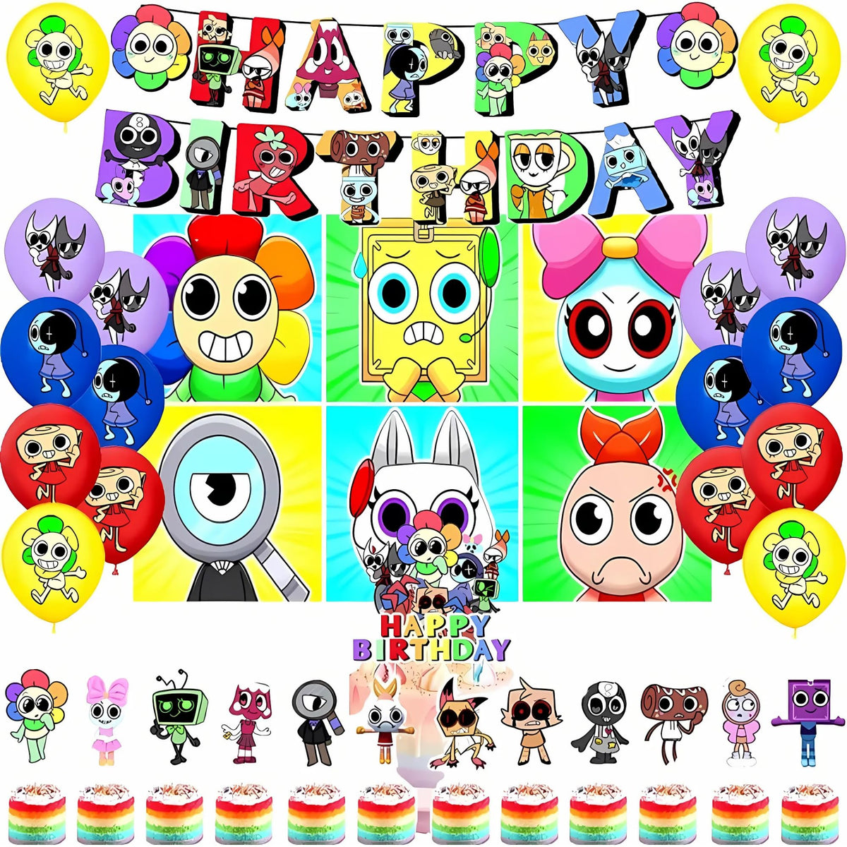 Lemoneon birthday banner adds bright color for a fun party backdrop.