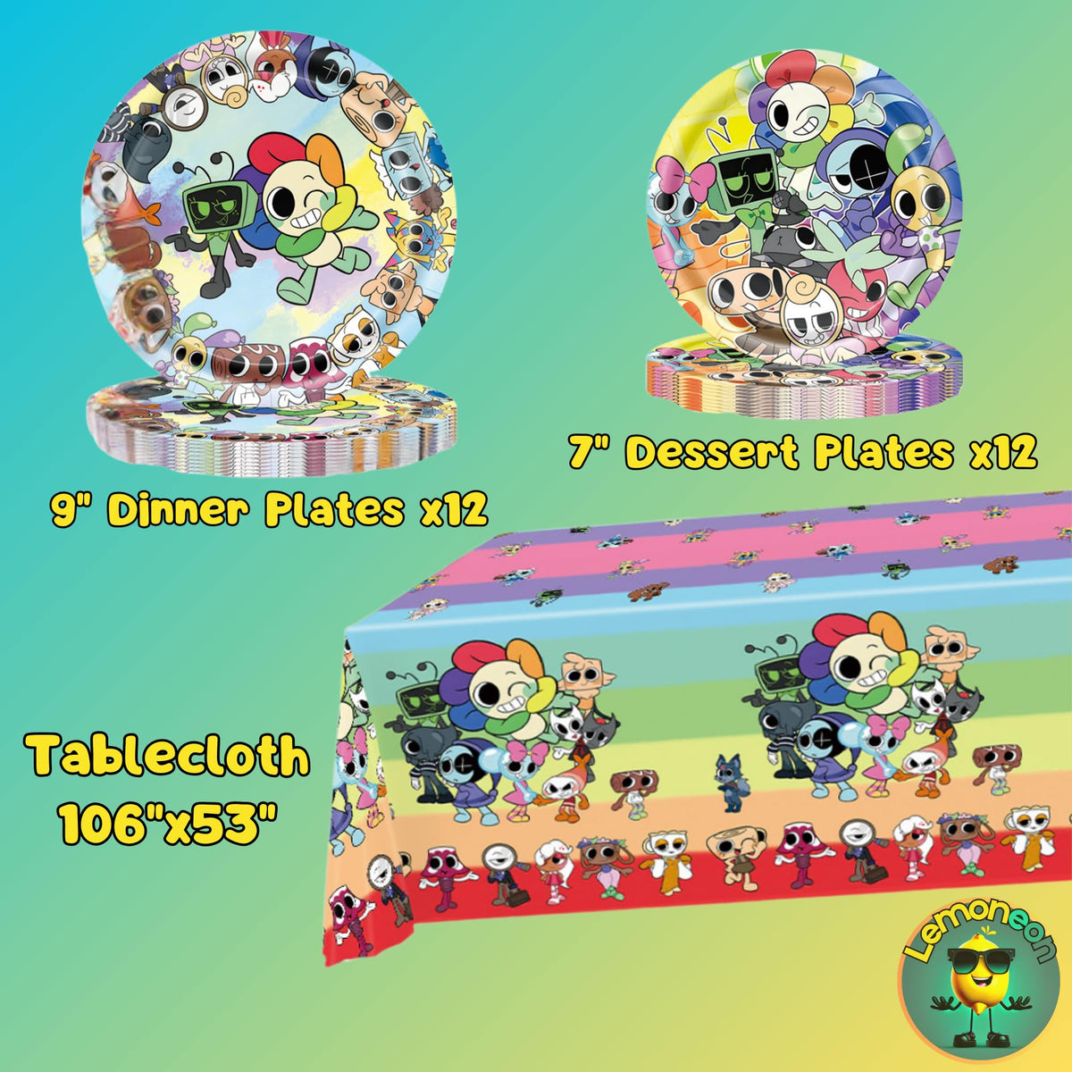 Lemoneon 9-inch plates provide bold, color-rich dining options.