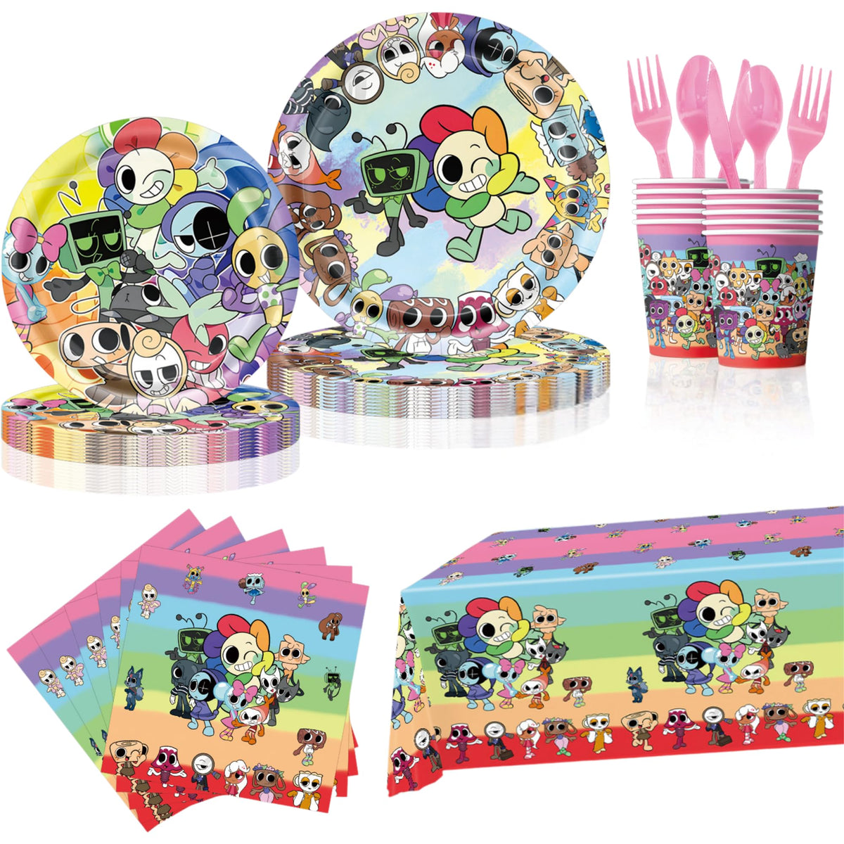 Lemoneon birthday tablecloth adds vibrant cohesion to your party table.
