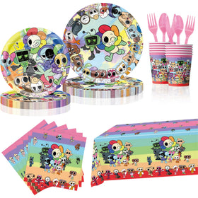 Lemoneon birthday tablecloth adds vibrant cohesion to your party table.