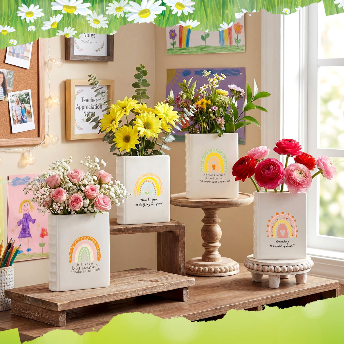 LemonRoad ceramic book vase offers elegant home or classroom display