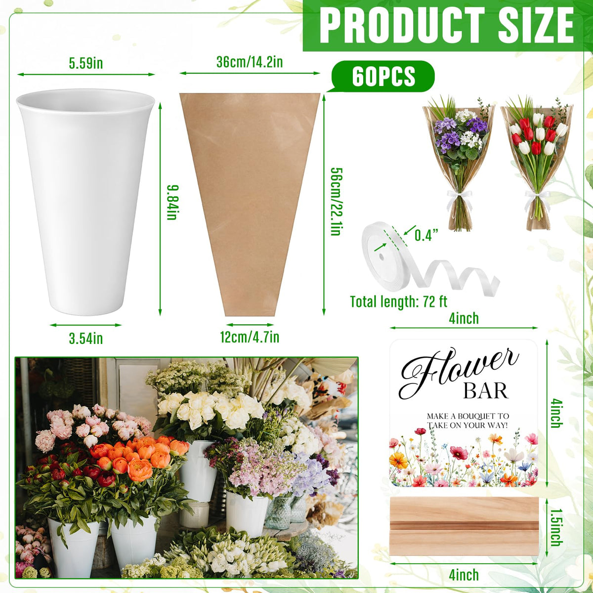 LemonRoad kraft bouquet bags highlight sturdy packaging for guest bouquets and easy carrying.
