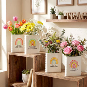 LemonRoad multicolor ceramic vase enhances tabletops with flowers or greenery