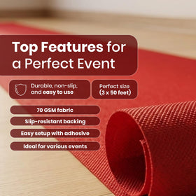 LEMONSODA indoor-use red carpet runner enhances birthdays and parties with elegance.