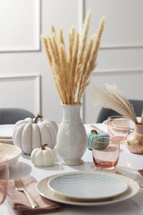 Durable Lenox French Perle stoneware for lasting decorative use.