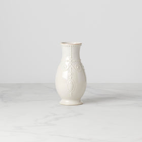 Lenox French Perle vase showcasing roses beautifully, adding refined charm to any room.