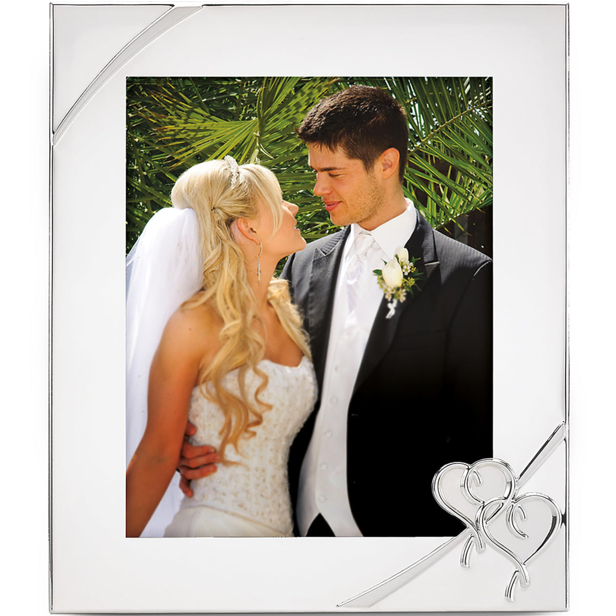 Lenox True Love frame front view highlighting its silver-plated shine for photos