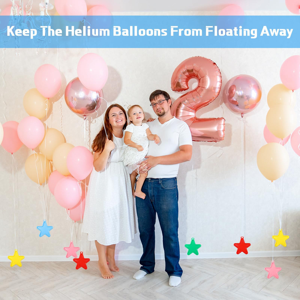 Lenwen balloon weights help keep centerpieces and table settings in place.