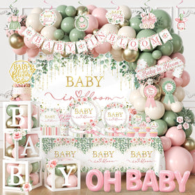 Lenyunge Floral Baby in Bloom banner backdrop for spring baby shower photos
