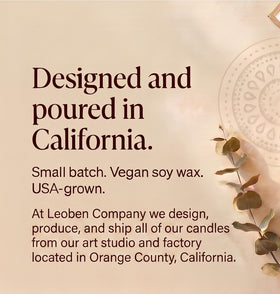 LEOBEN CO Amber Saffron candle shown in Huntington Beach studio for California craftsmanship.