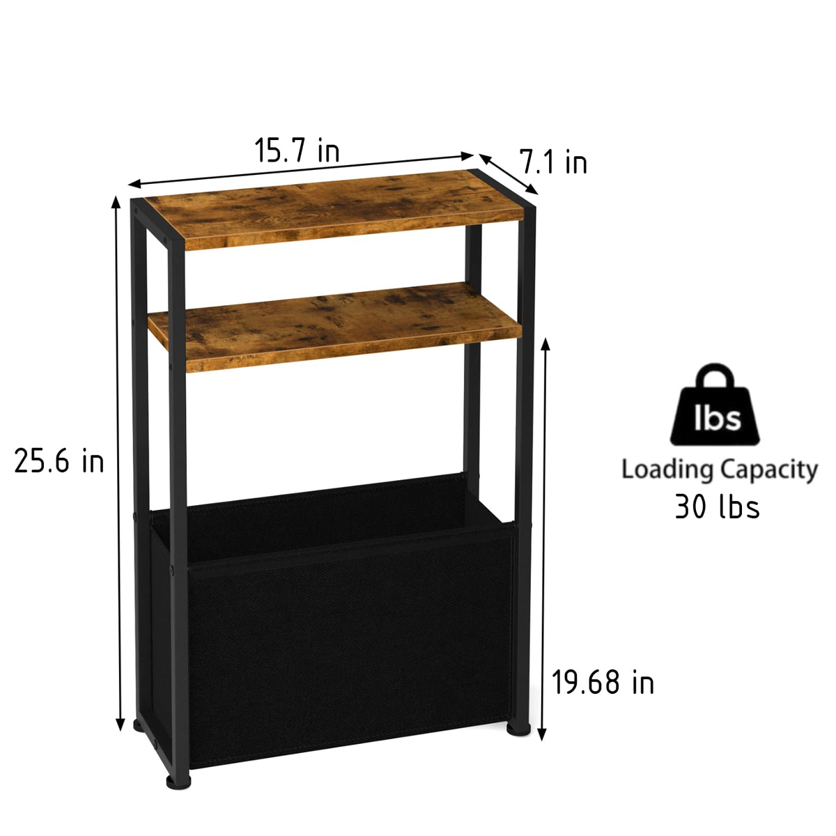 Leomonio narrow side table side view highlighting slender silhouette beside seating