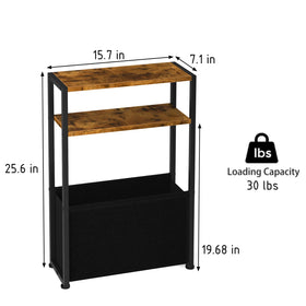 Leomonio narrow side table side view highlighting slender silhouette beside seating