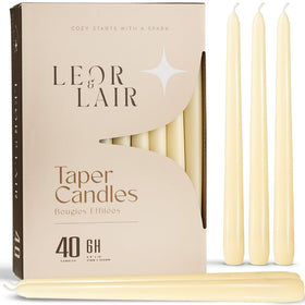 Leor & Lair ivory taper candles, 40-pack, wedding-ready ambiance.