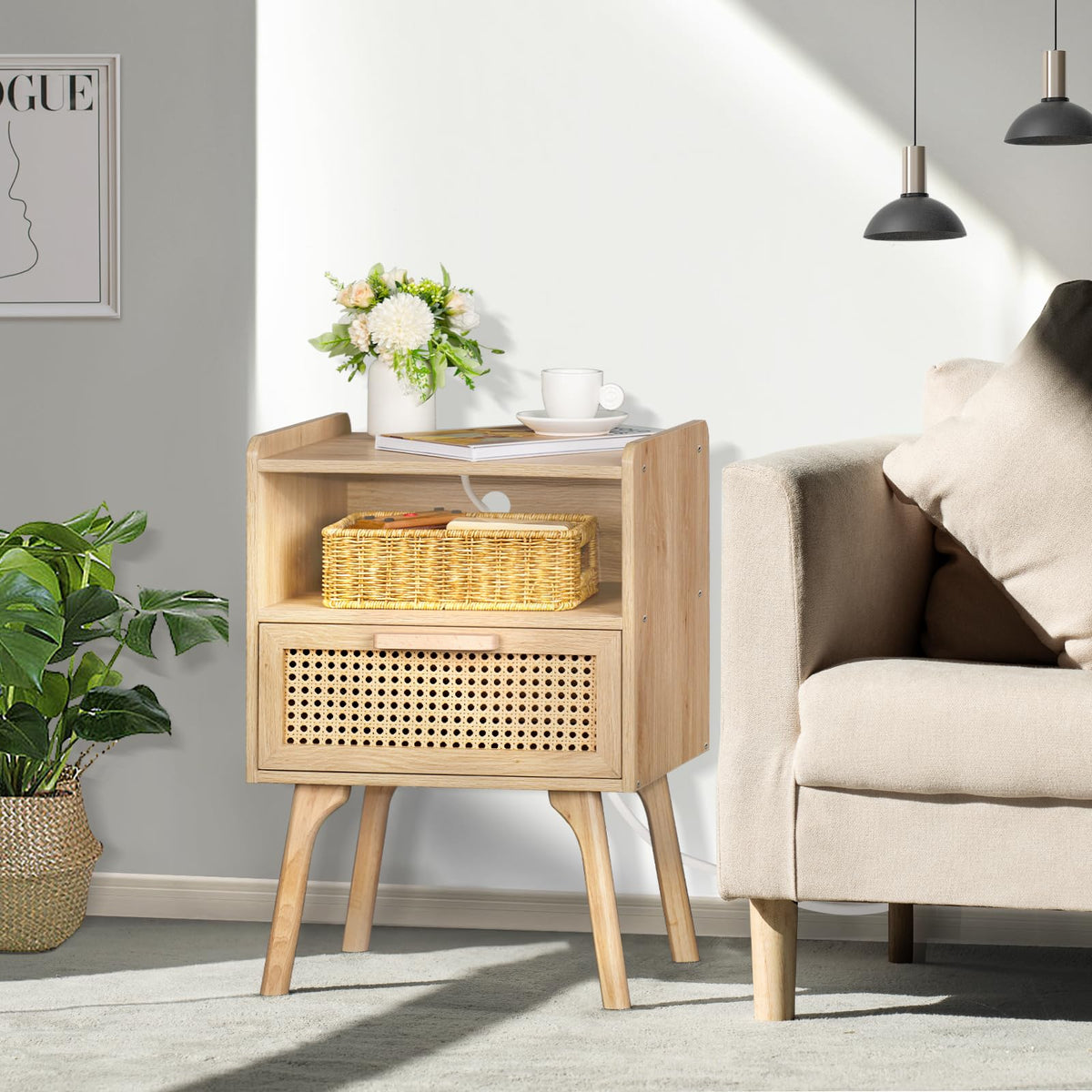 Lerliuo bedside table with wood drawer adds discreet storage beside your bed