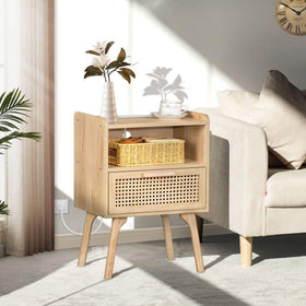 Lerliuo boho nightstand with drawer and open shelf blends style with practical storage