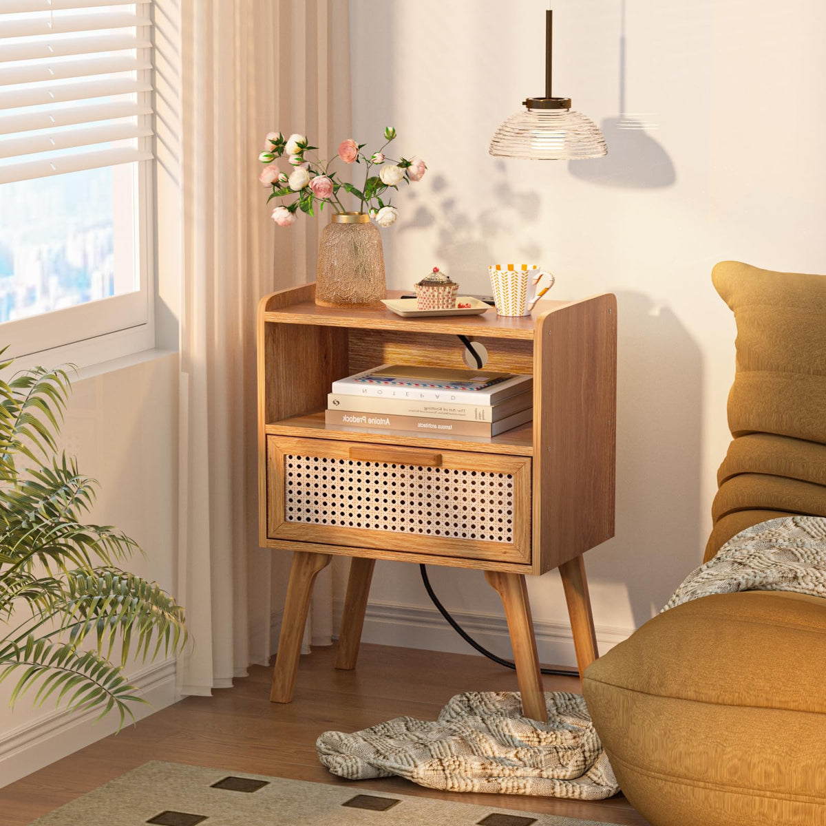 Clear assembly instructions for Lerliuo nightstand with labeled parts