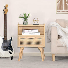 Lerliuo rattan nightstand top view emphasizing spacious surface.