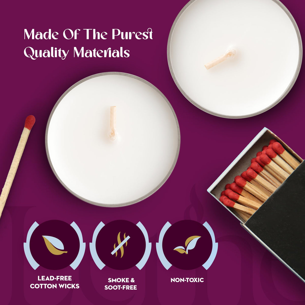 Lerner Tealights with 8-hour burn offer long-lasting ambiance for events.