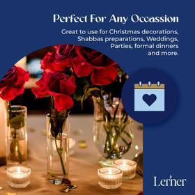Lerner Tealights in aluminum cups, 6-hour burn for longer gatherings and Shabbat meals.